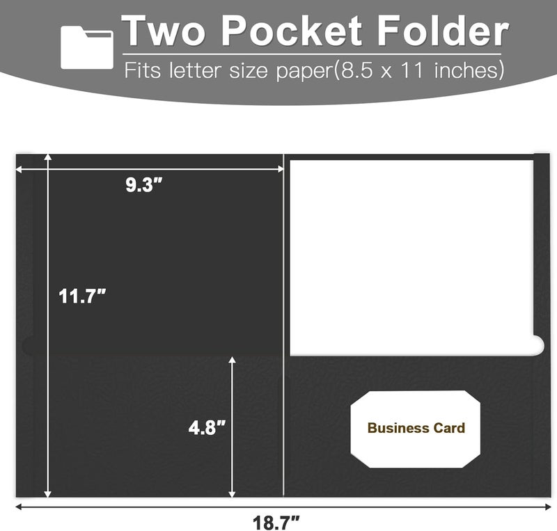 LAYZZ Folders with Pockets, 30 Pack Paper Pocket Folders, 2 Pocket File folders Fits Letter Size Paper, for School Office and Home (Black) - Image 2